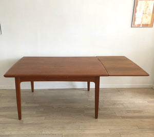 Mid Century Danish Teak Expandable Dining Table by Svend Madsen