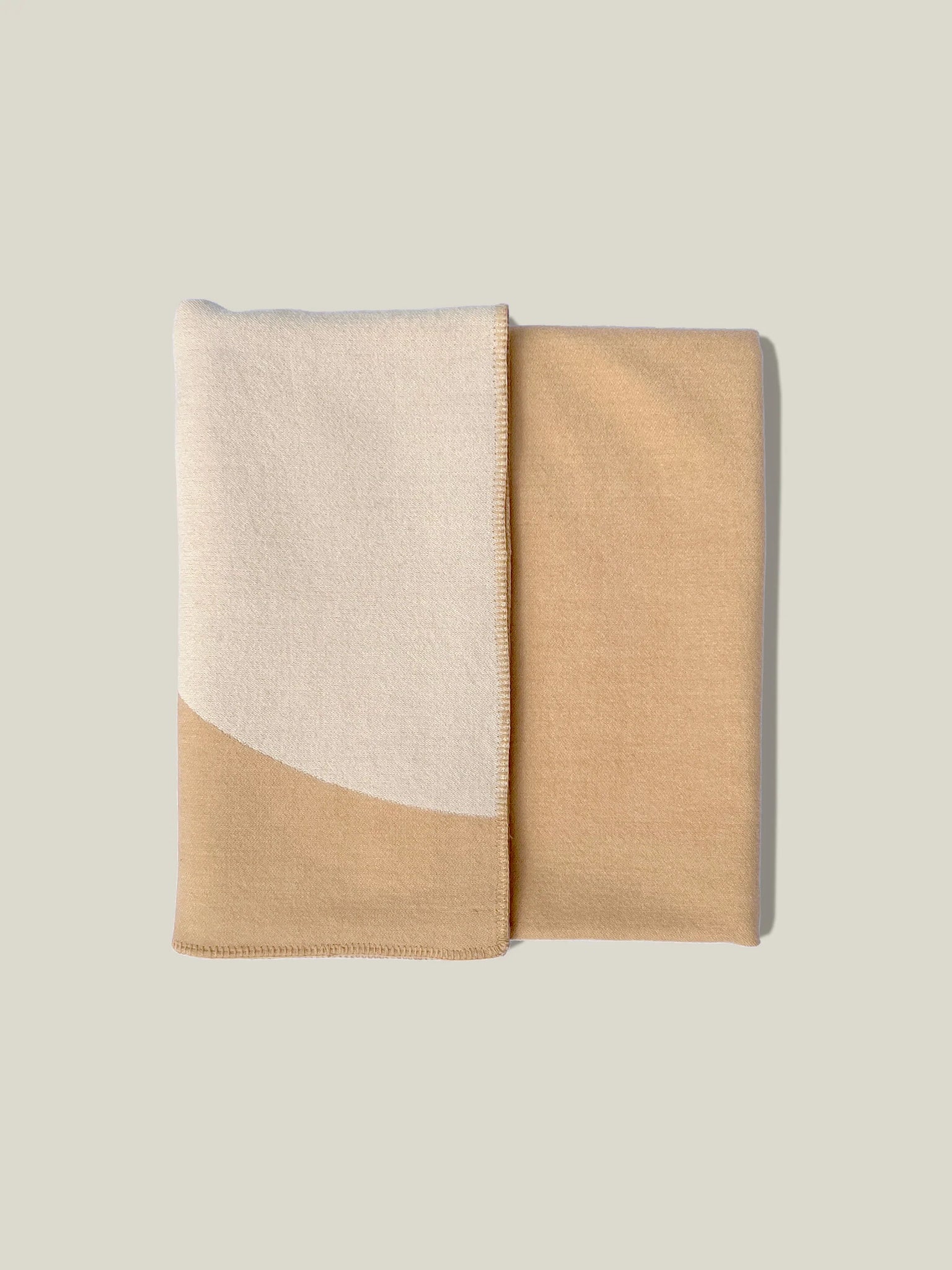 Cream and Beige Merino Wool Throw Blanket