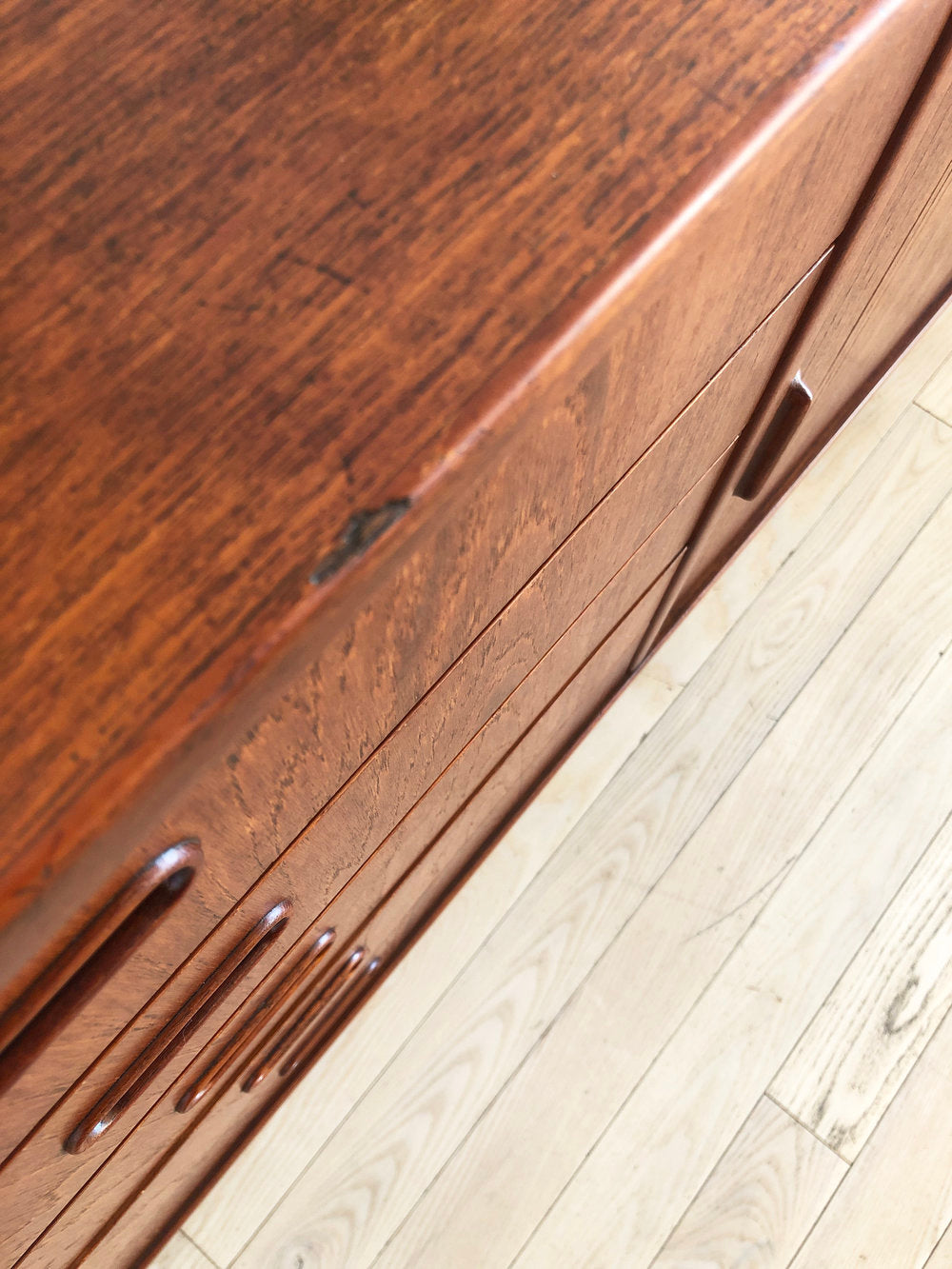 1960s Danish Teak Credenza Manner of Arne Vodder w/ Tambour Doors