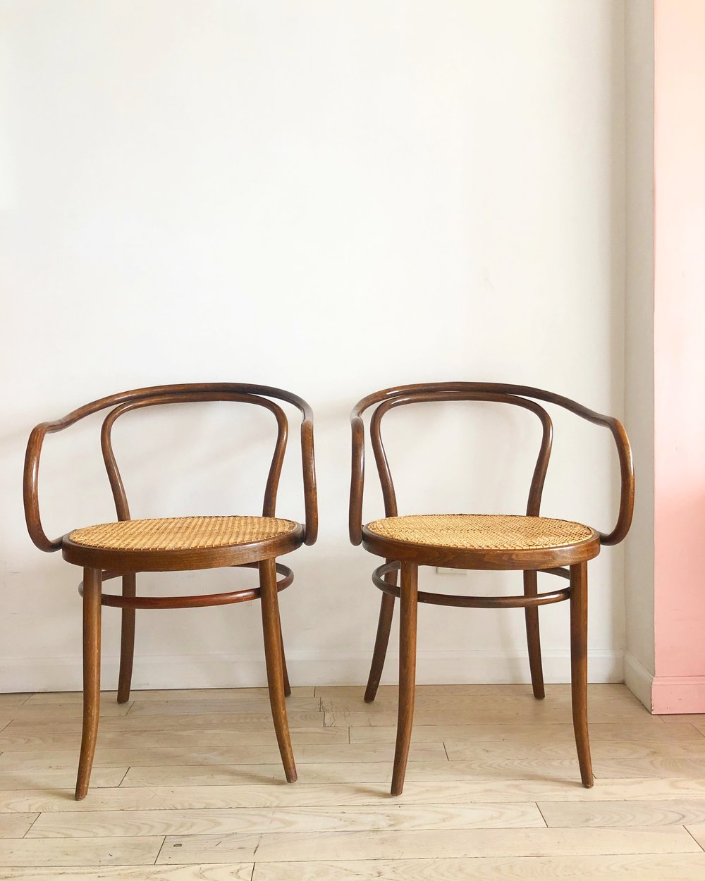 Pair of Mid Century Bentwood B9 Thonet Arm Chairs