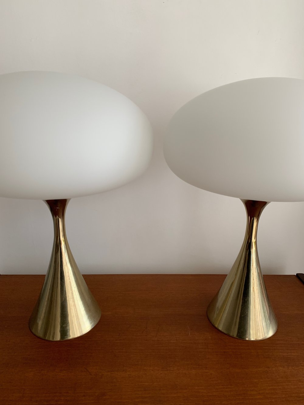Mid Century Brass Mushroom Laurel Lamps by Bill Curry