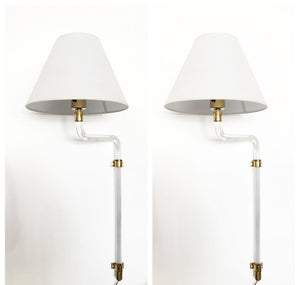 Pair of 1970s Knoll Bent Lucite Sconces Designed by Peter Hamburger