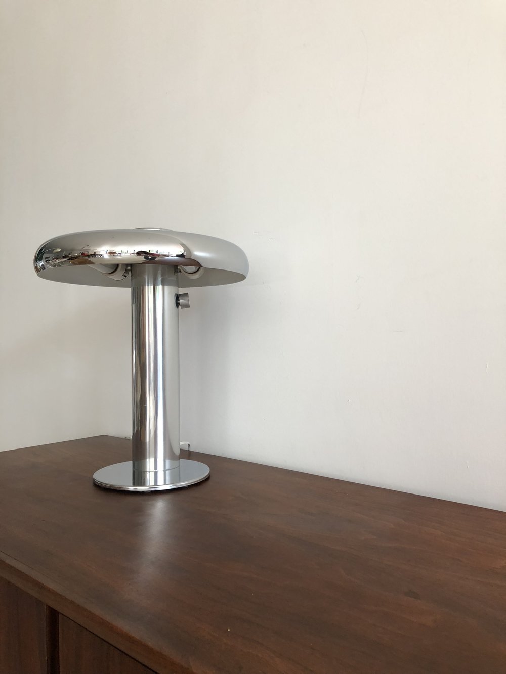 Early 1970s Polished Chrome Table Lamp by Laurel