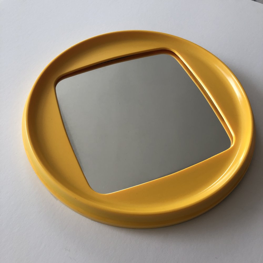 Space Age Yellow Plastic Mid Century Mirror