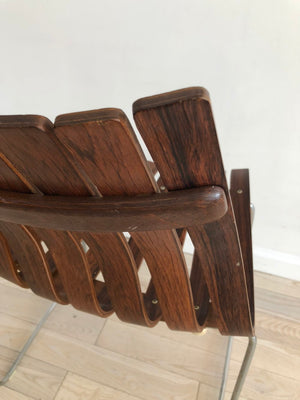1958 Hans Brattrud for Hove Mobler Norwegian Rosewood Slatted Bentwood Chair