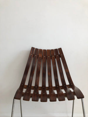 1958 Hans Brattrud for Hove Mobler Norwegian Rosewood Slatted Bentwood Chair
