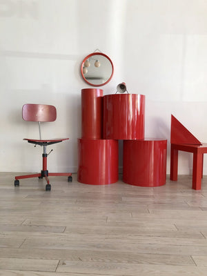 Vintage Red Formica Drum Side Table