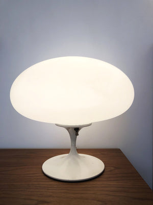 Mid Century Frosted Glass Mushroom Laurel lamp w/ White Base - Each
