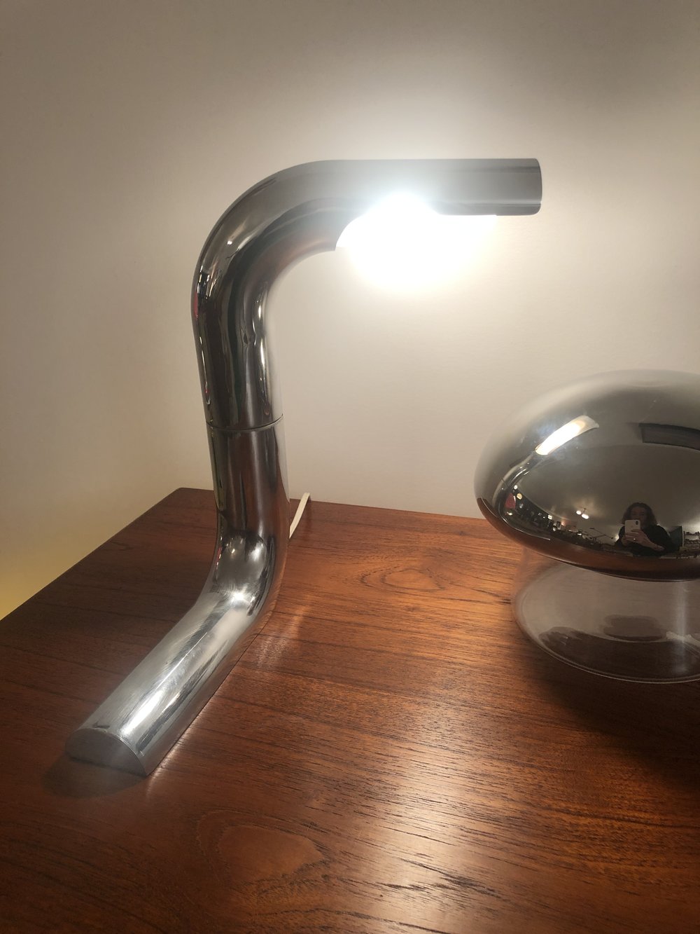 Mid Century Chrome Swivel Elbow Table Lamp