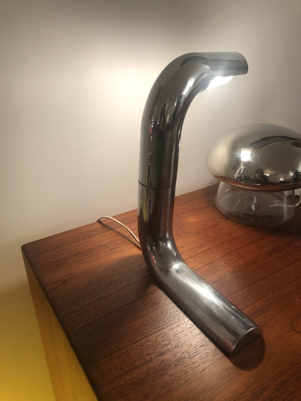 Mid Century Chrome Swivel Elbow Table Lamp