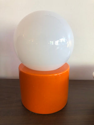 Vintage Italian Orange Ceramic Orb Table Lamp