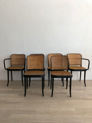 Set of 6 1960s Josef Hoffmann N.811 Prague Dining Chairs by Thonet