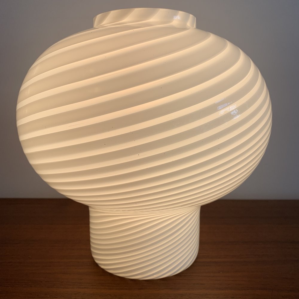 1970s Vetri Murano Hand Blown Swirl Glass Mushroom Lamp