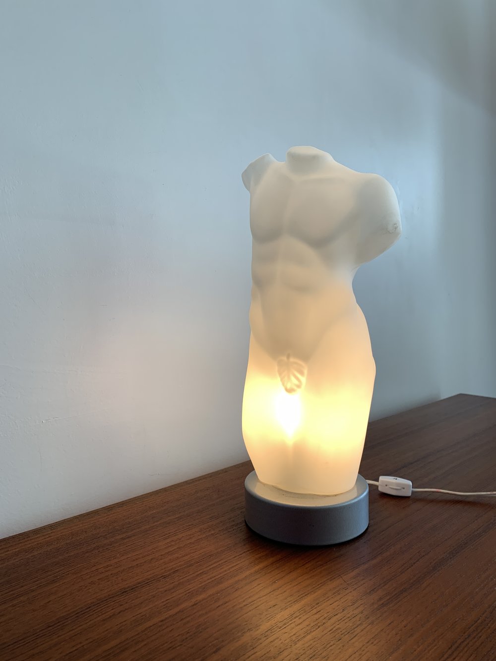 Post Modern frosted Glass Italian Male Torso Table Lamp