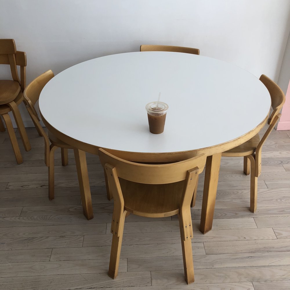 Vintage Alvar Aalto Dining Table + 6 Dining Chairs -Set