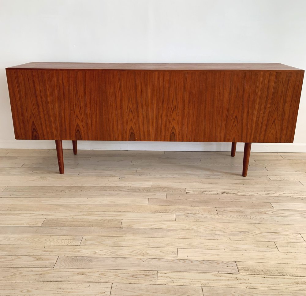 Mid Century Teak Danish Credenza w/ Tambour Doors by Svend Aage Larsen for Faarup Mobel