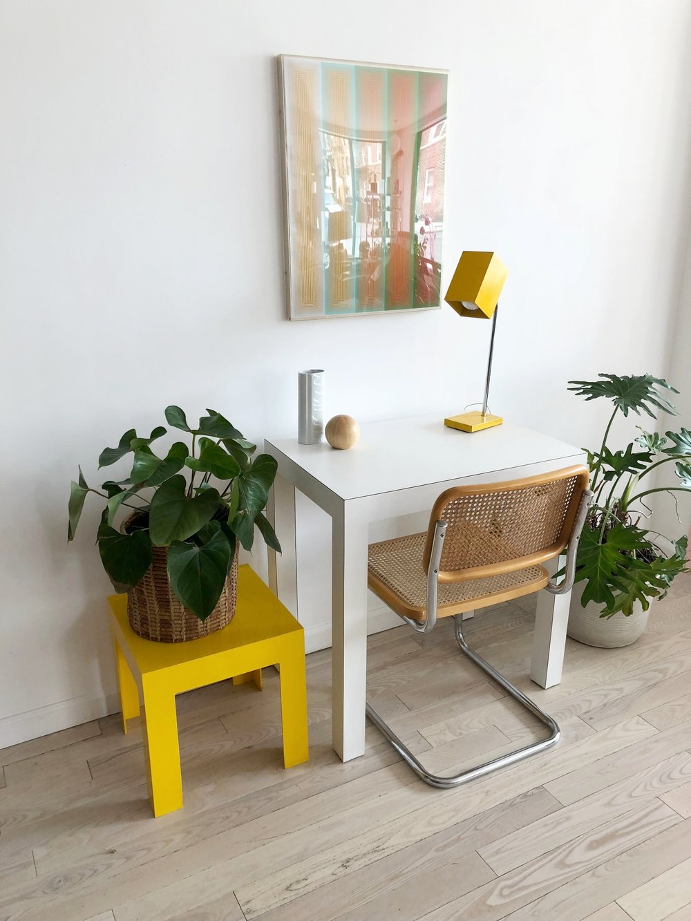 1970s Yellow Plastic Side Table-Single