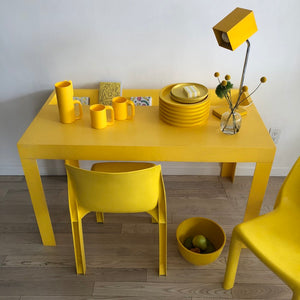 1970s Syroco Plastic Yellow Parsons Desk