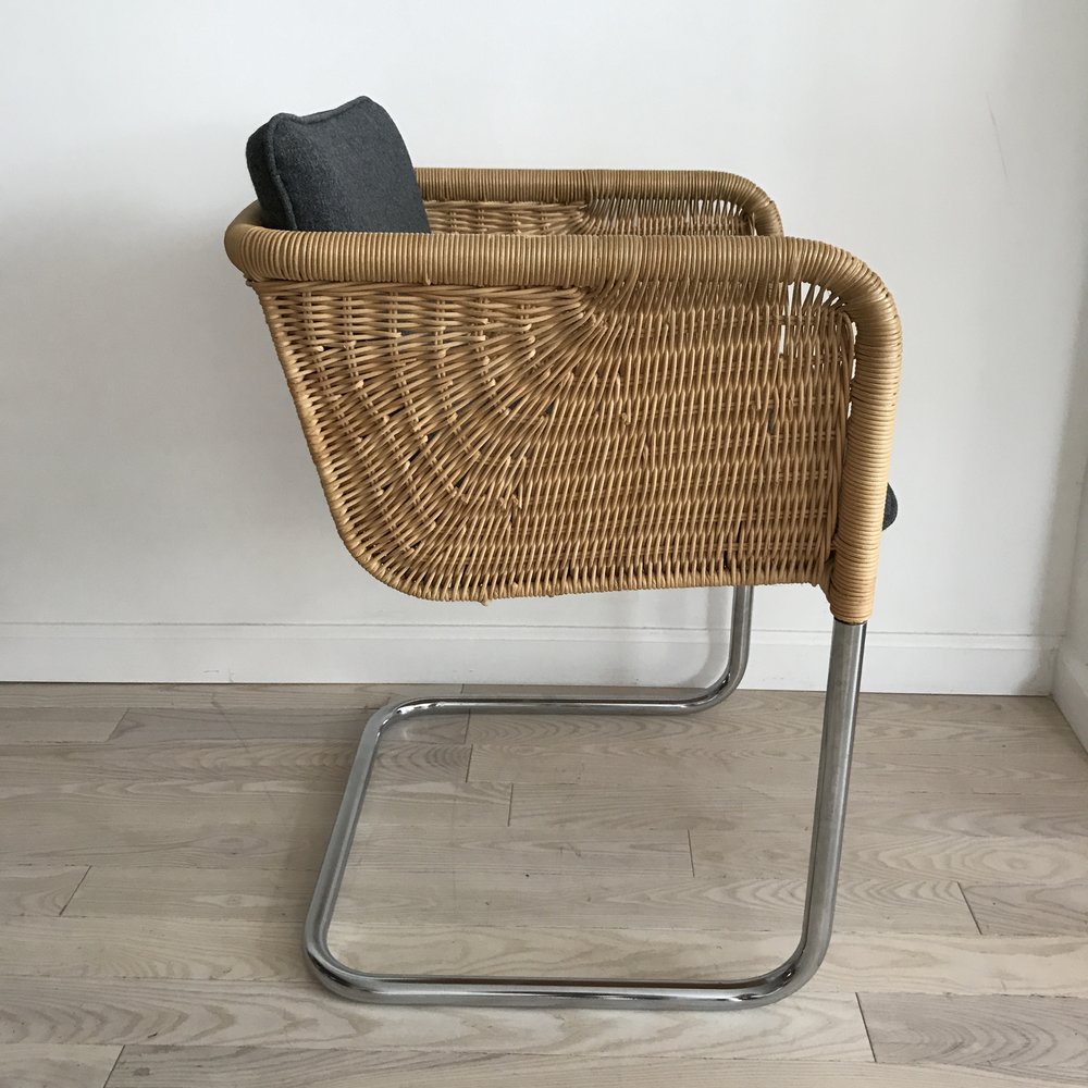 1970s Harvey Probber Wicker Cantilever Chair