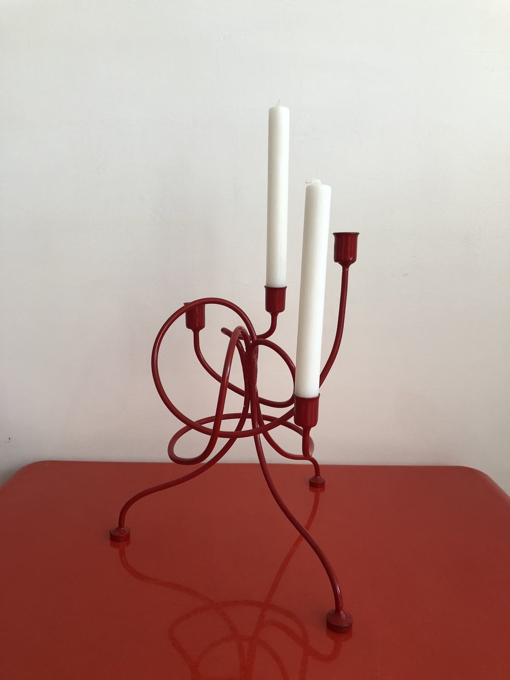 Vintage Red Twiste Candle Stick Holder