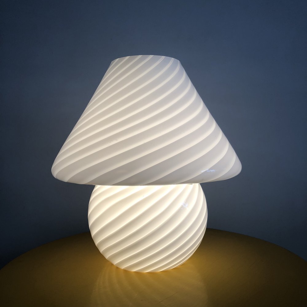 1970s Handblown Twisted Glass Mushroom Lamp by Vetri Murano