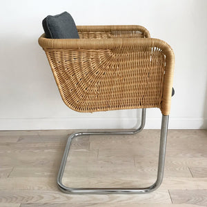1970s Harvey Probber Wicker Cantilever Chair