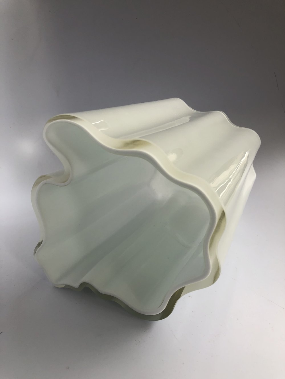 Iitala White Cloud Glass Vase, Made in Finland