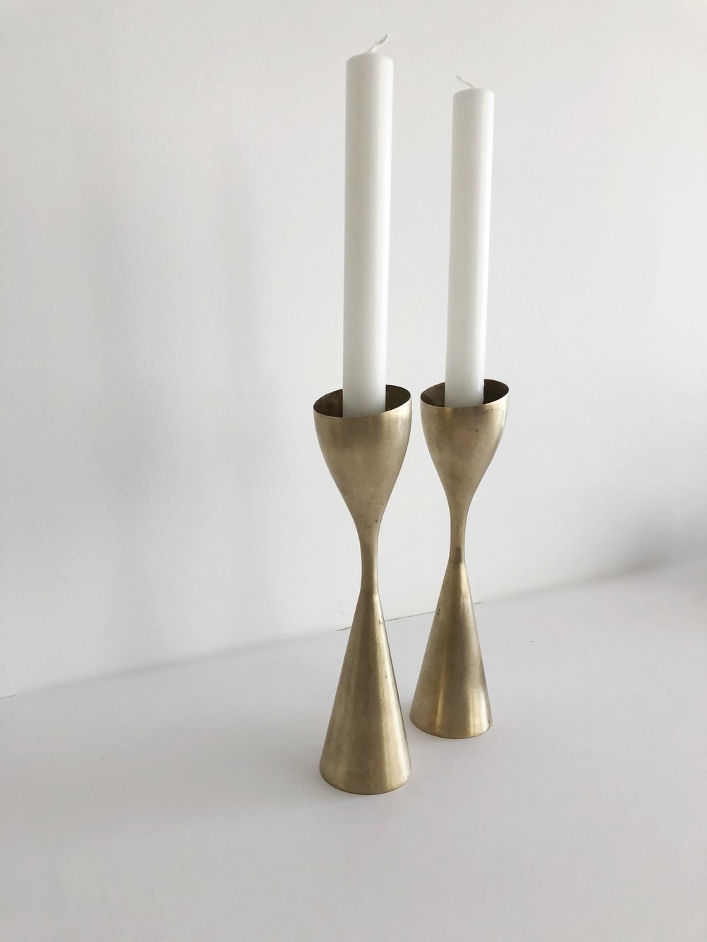 Mid Century Solid Brass Candle Stick Holders-Pair – Home Union NYC