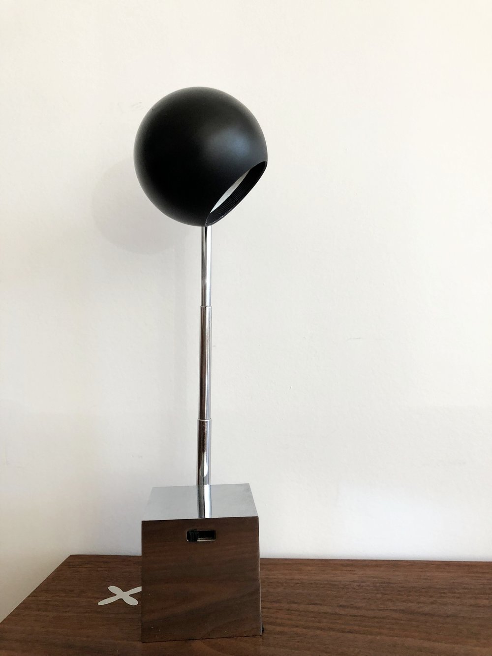 Mid Century Orb Lamp with Chrome Square Base