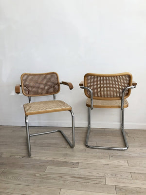 1973 Marcel Breuer Cane Cesca Armed Chairs by Knoll Produced by Gavina - PAIR