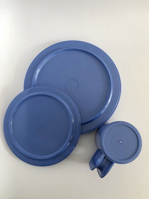 Vintage Perriwinkle Blue Plastic Heller for 2 set-6 Piece Set