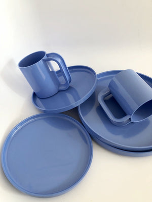 Vintage Perriwinkle Blue Plastic Heller for 2 set-6 Piece Set