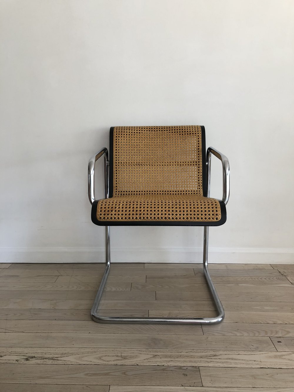 1970s Thonet Cane and Chrome Cantilever Arm Chair
