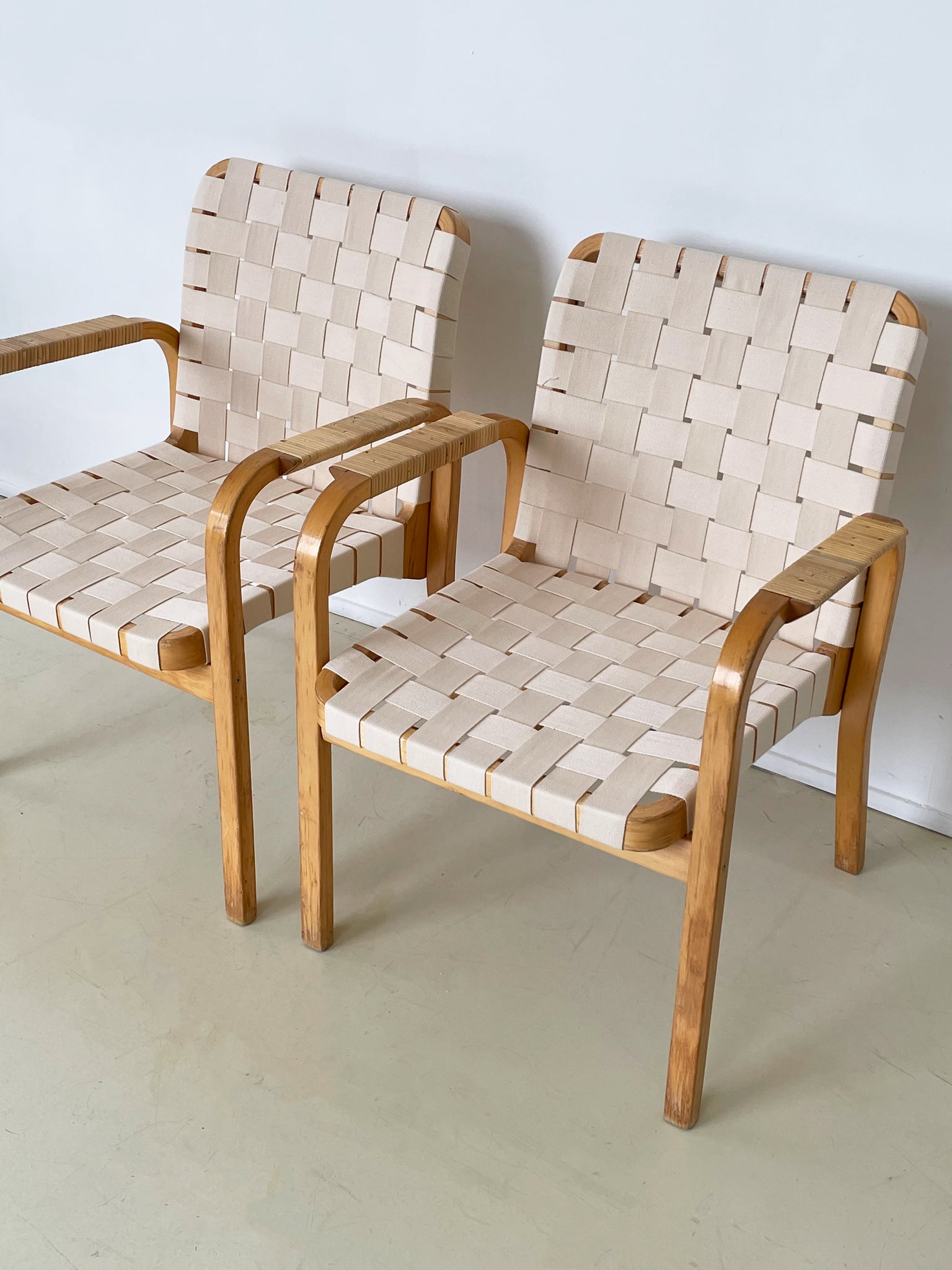 1960s Alvar Aalto Chair 45 With Rattan Arms
