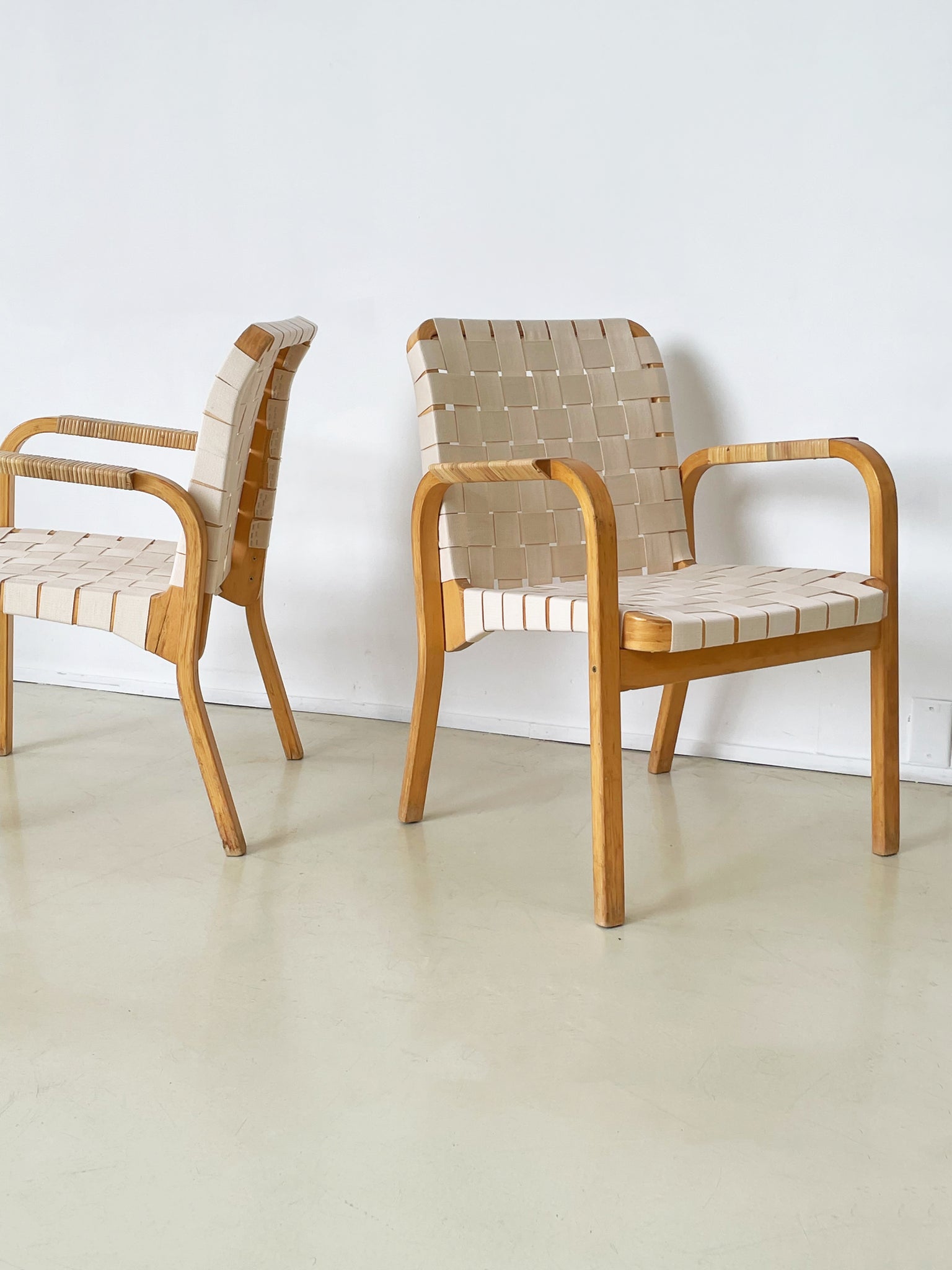 1960s Alvar Aalto Chair 45 With Rattan Arms