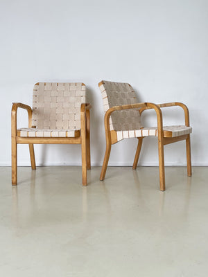 1960s Alvar Aalto Chair 45 With Rattan Arms