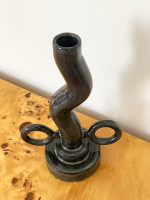 Handmade Black Glazed Ceramic BB Candle Holder