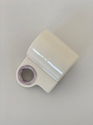 Hand Made Ceramic Mug w/ Lavender Circle Handle
