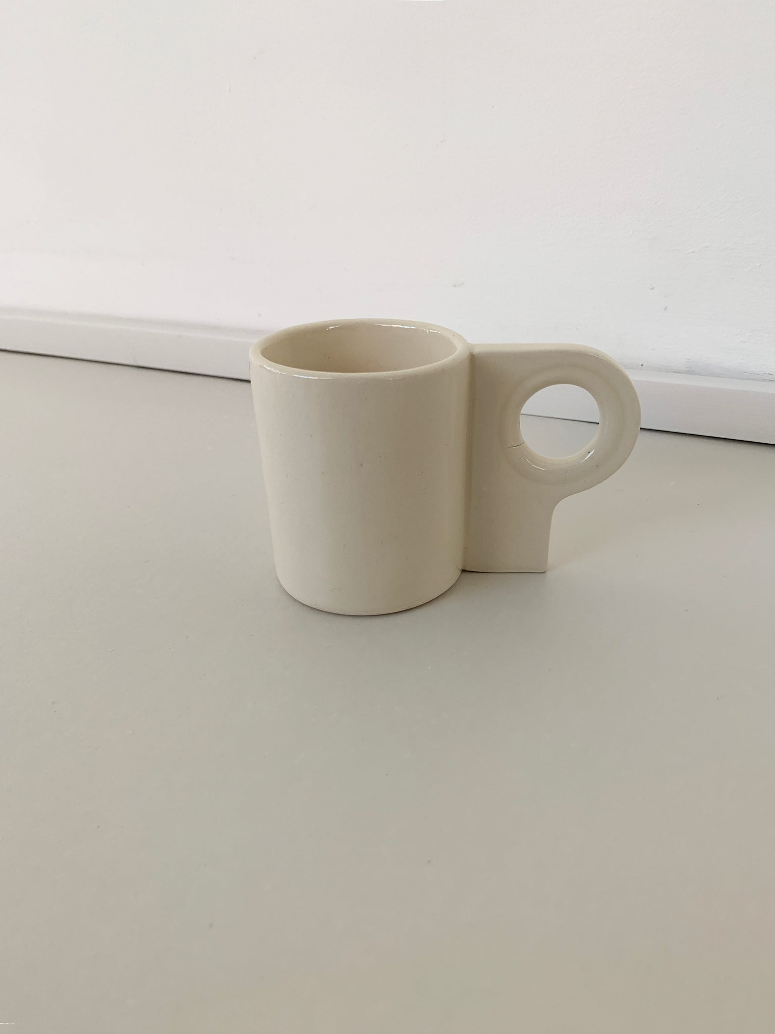Hand Made Cream Stoneware Ceramic Stacking Mug