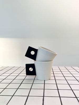 Handmade Ceramic Square Handle Mug - Orange, White, Lavender, Black