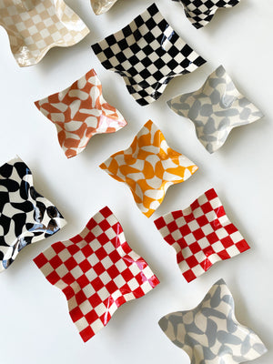 Handmade Ceramic Handkerchief Check Dish