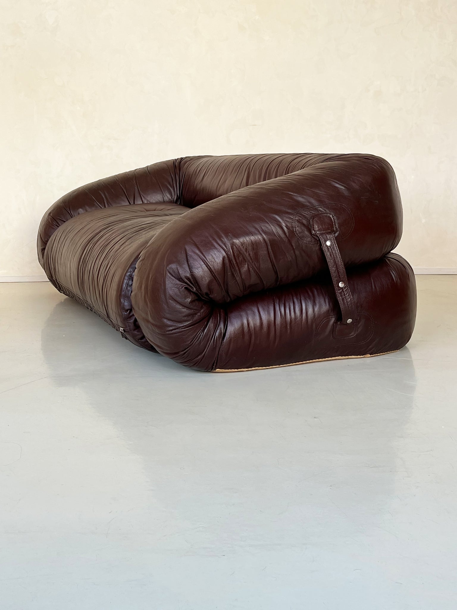 1970s Brown Leather Anfibio Sofa by Alessandro Becchi for Giovannetti Italy