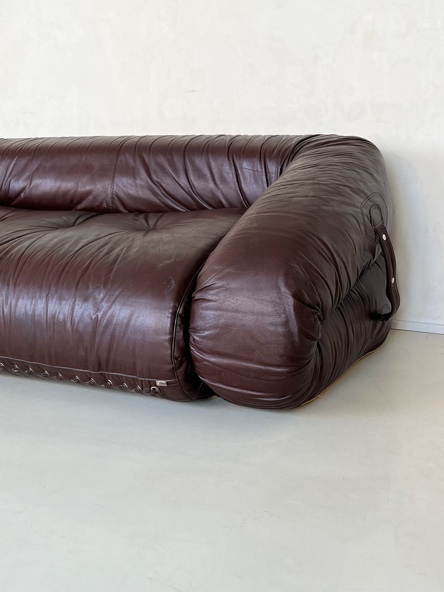 1970s Brown Leather Anfibio Sofa by Alessandro Becchi for Giovannetti Italy