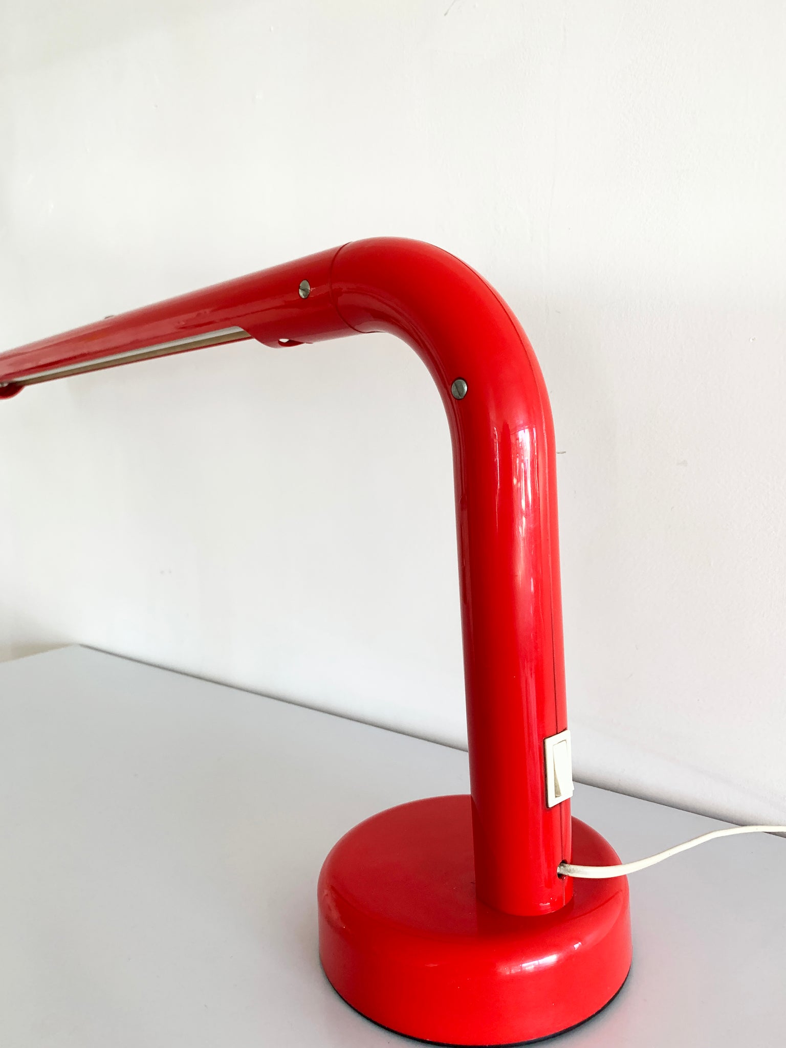 1970s Sweden Red Plastic Tube Lamp by Anders Pehrson for Ateljé Lyktan