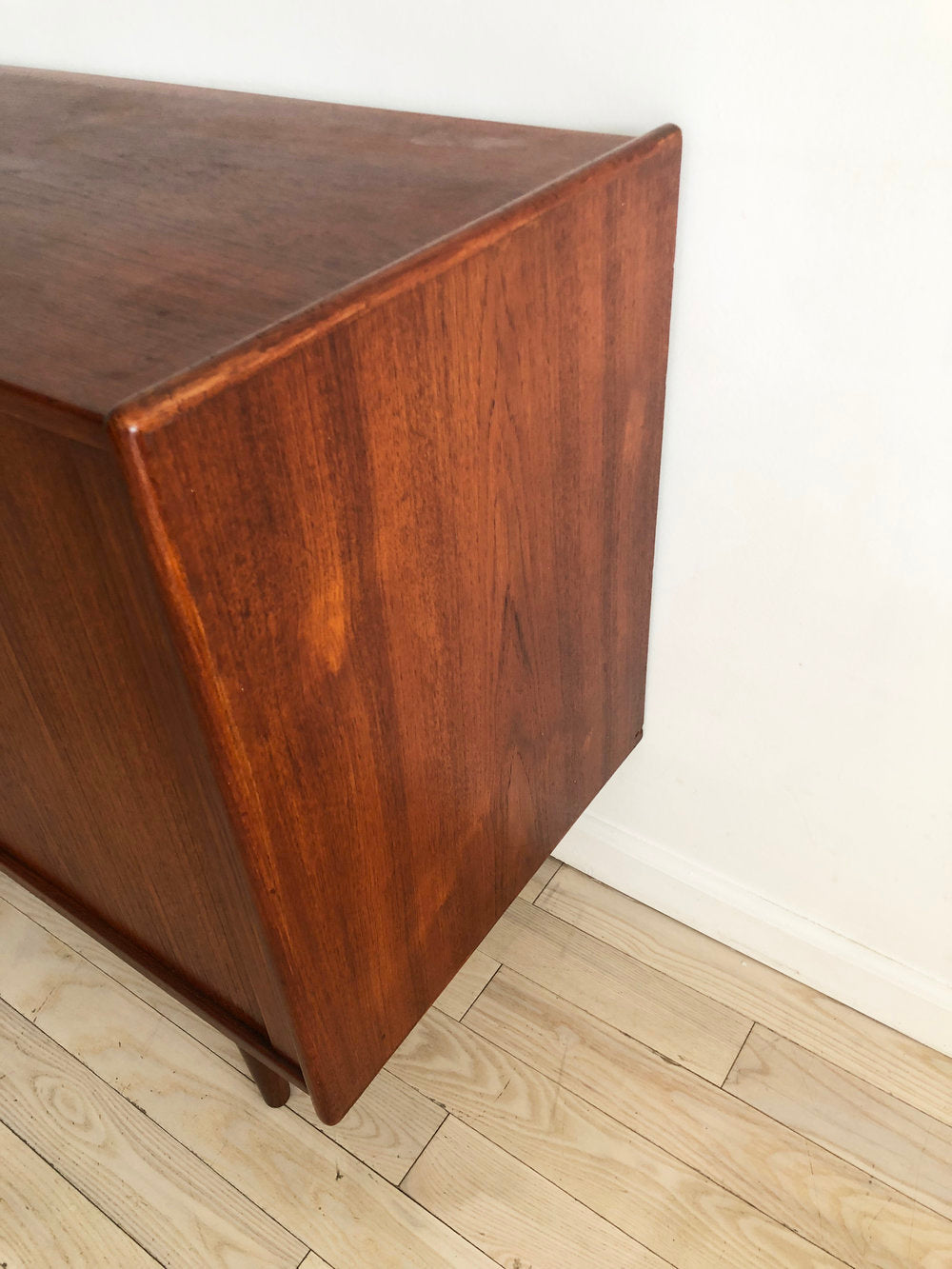 1960s Danish Teak Credenza Manner of Arne Vodder w/ Tambour Doors