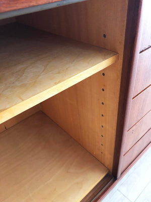 1960s Danish Teak Credenza Manner of Arne Vodder w/ Tambour Doors