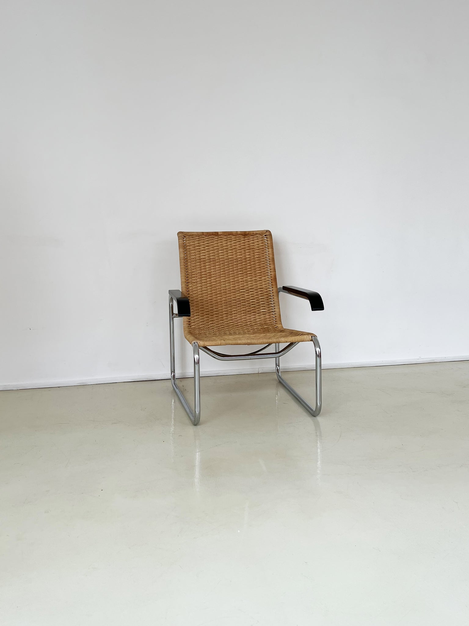 1970s Marcel Breuer B35 Rattan Arm Chair