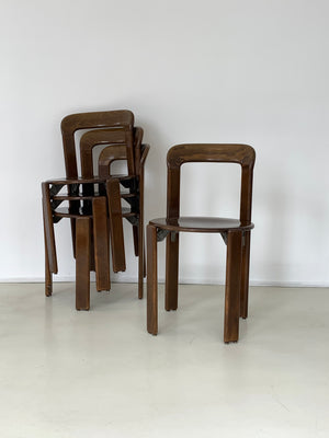 Set of 4 Brown 1970s Bruno Rey "Rey Chairs"