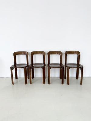 Set of 4 Brown 1970s Bruno Rey "Rey Chairs"
