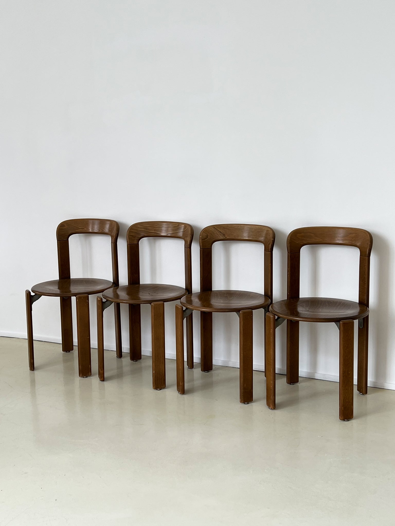 Vintage Set of 4 Brown Bruno Rey Dining Chairs